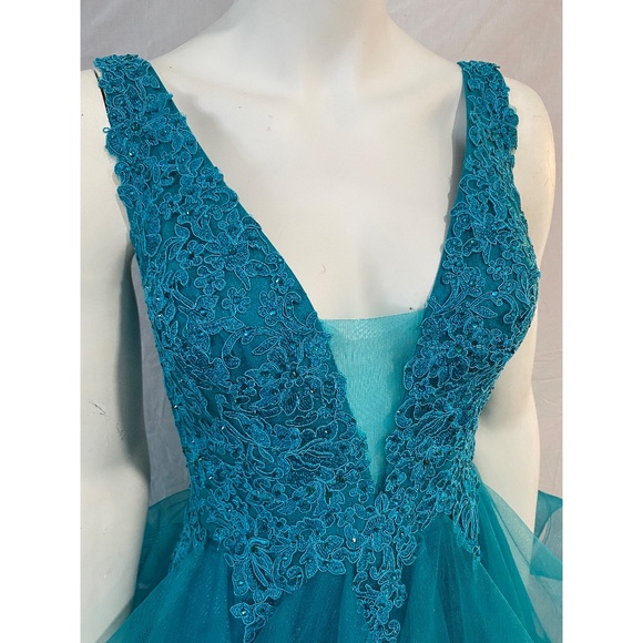 NWT Teal Blue Grad Pageant Dress - Picture 2 of 7